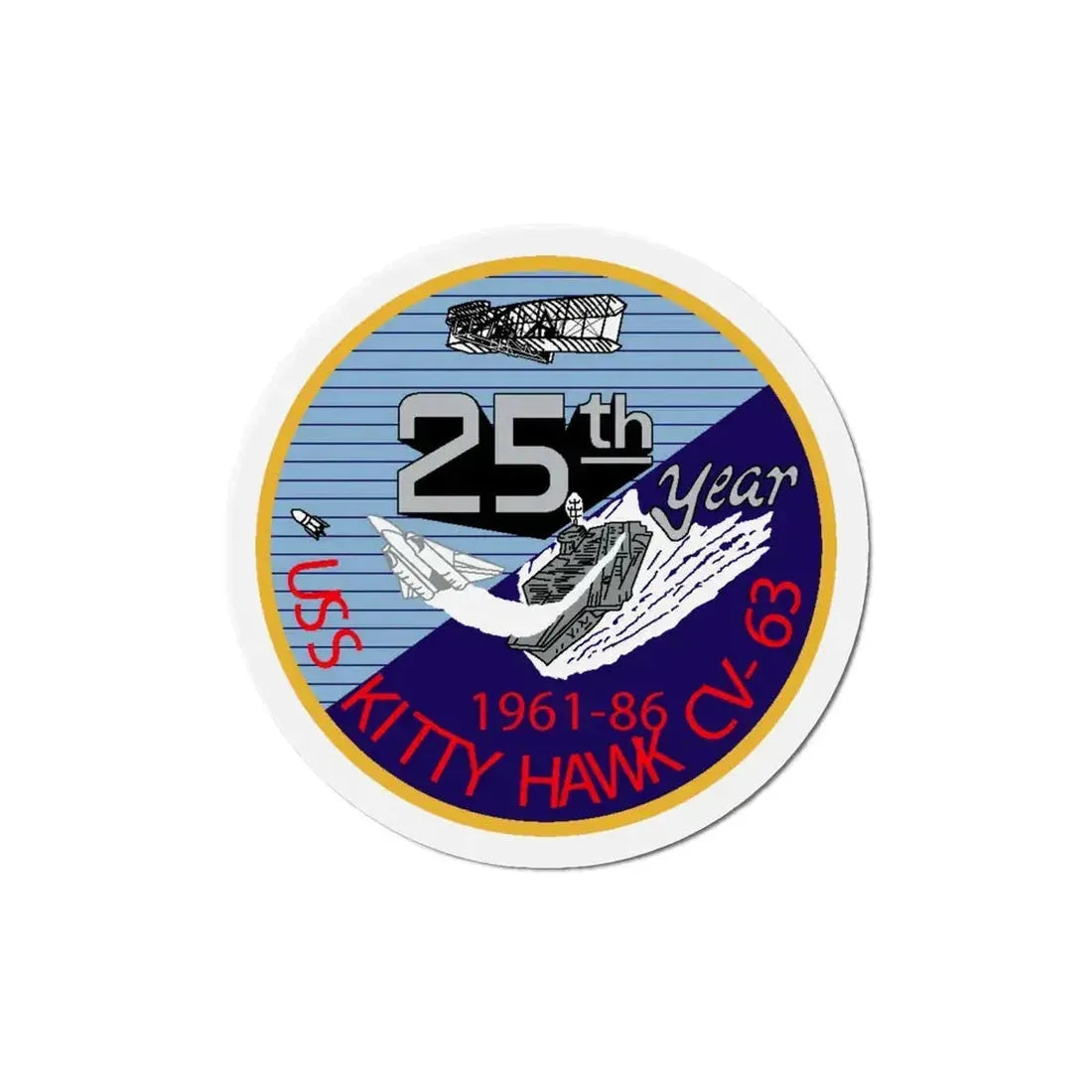 25th year USS Kitty Hawk CV 63 (U.S. Navy) Refrigerator Magnet - The Sticker Space