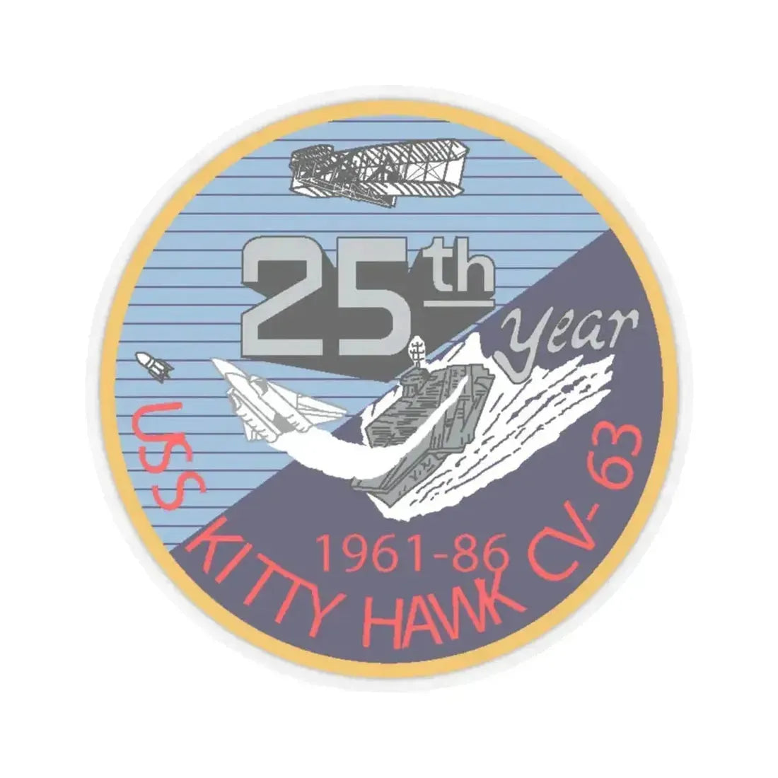 25th year USS Kitty Hawk CV 63 (U.S. Navy) STICKER Vinyl Kiss-Cut Decal 6 Inch Transparent - The Sticker Space