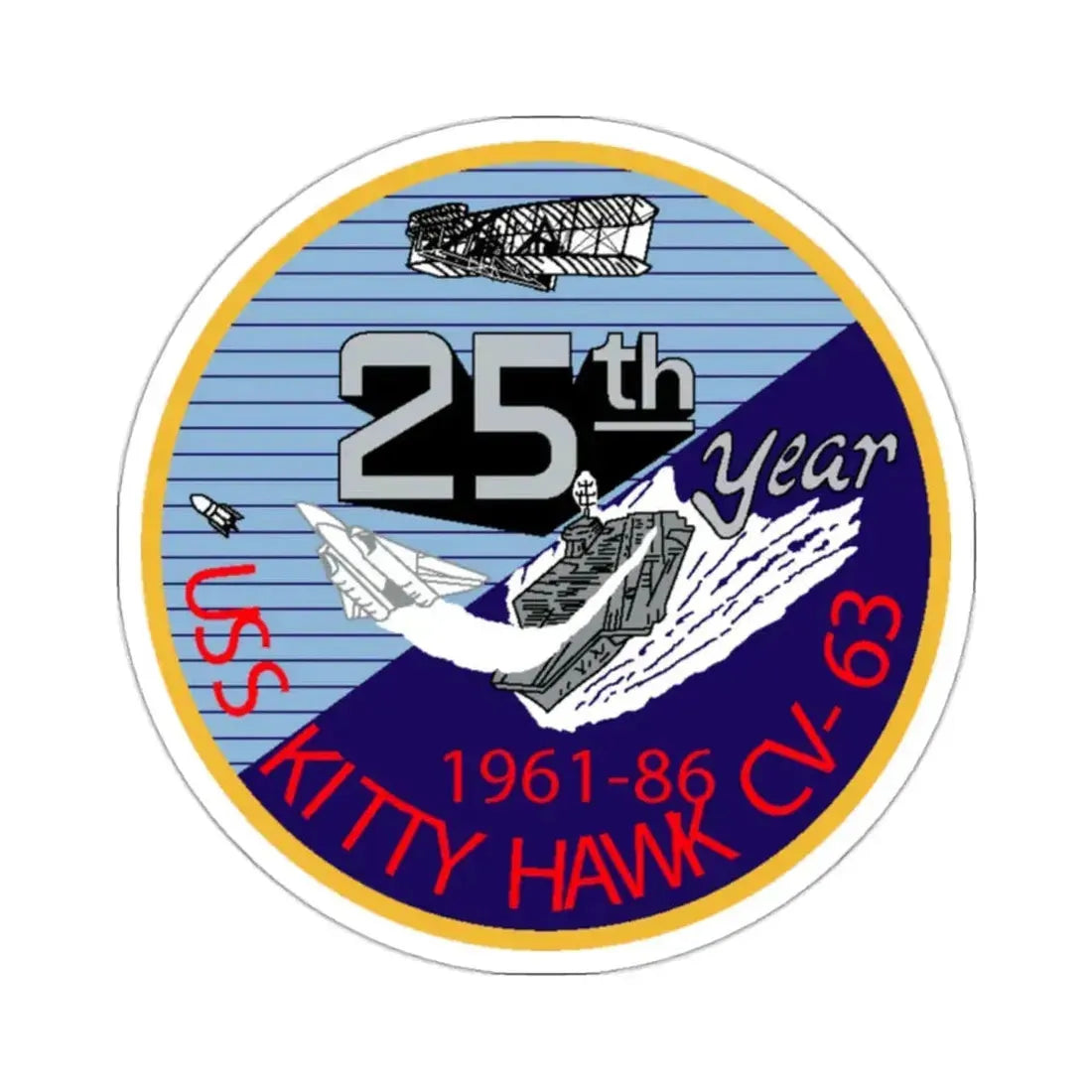 25th year USS Kitty Hawk CV 63 (U.S. Navy) STICKER Vinyl Kiss-Cut Decal - The Sticker Space