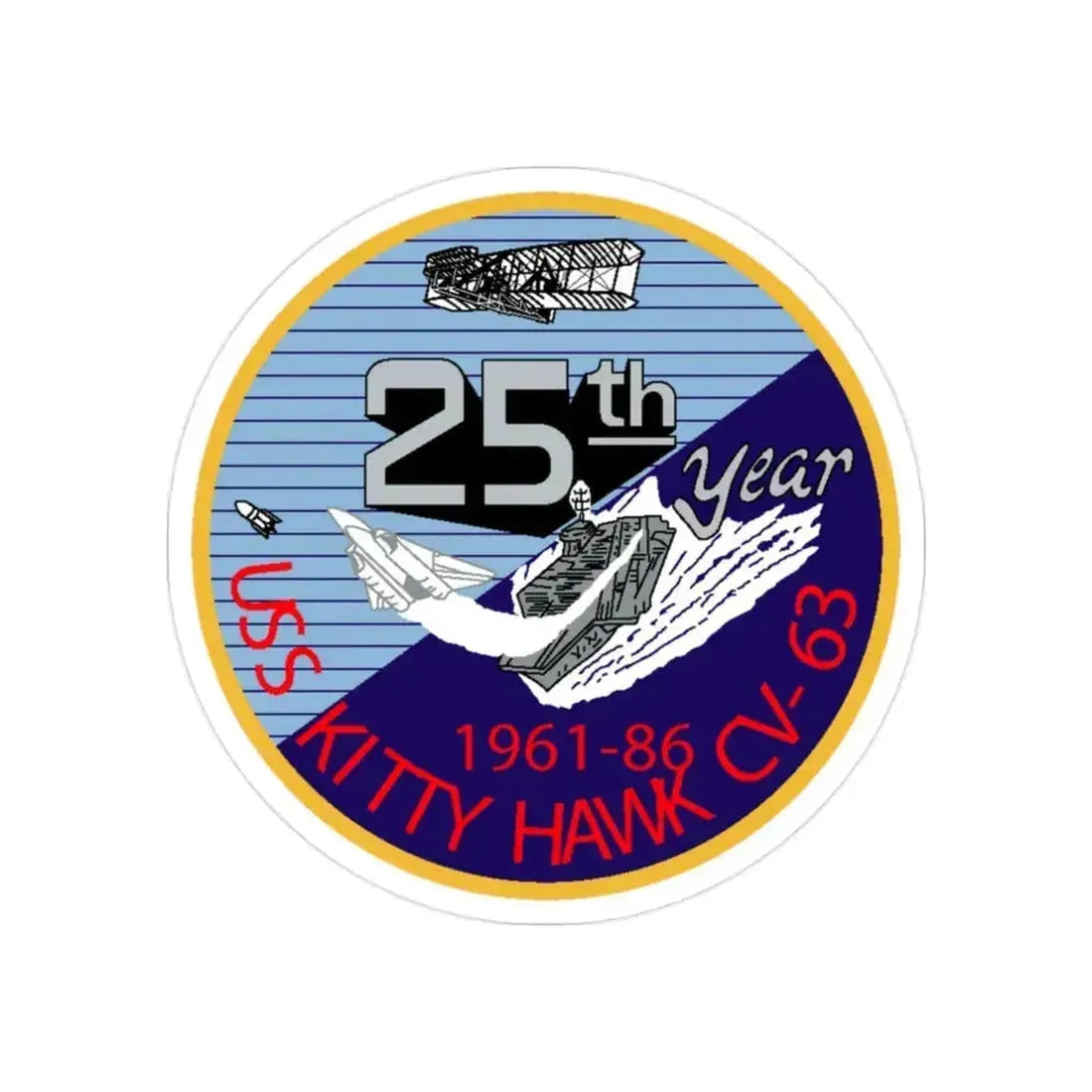 25th year USS Kitty Hawk CV 63 (U.S. Navy) Transparent STICKER Die-Cut Vinyl Decal 2 Inch Transparent - The Sticker Space