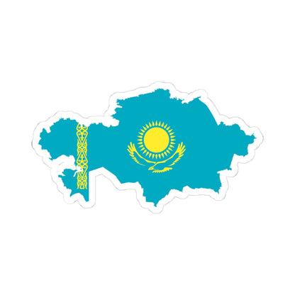 Flag-map of Kazakhstan precise boundaries (Kazakhstan) STICKER Vinyl Kiss-Cut Decal