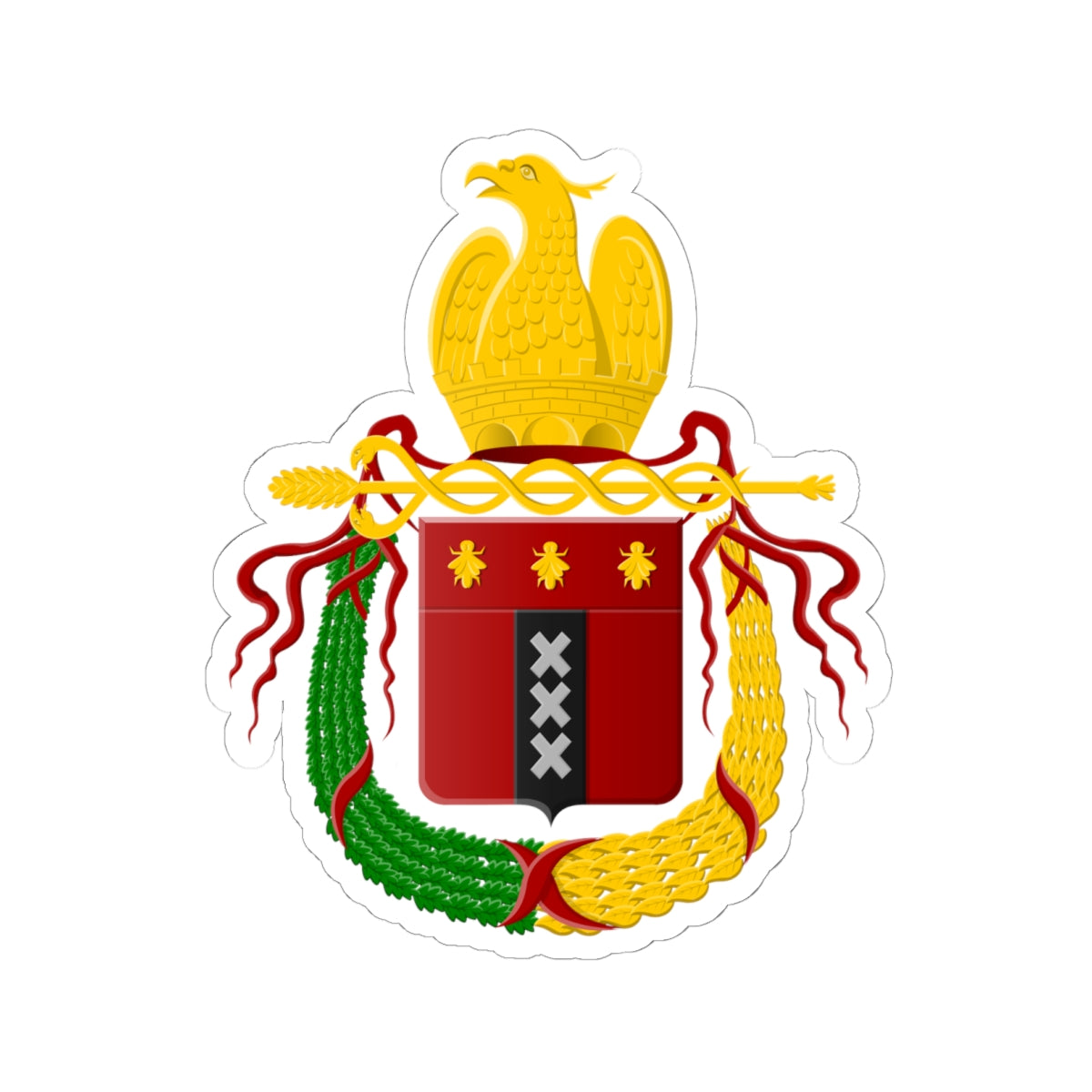 Amsterdam Frans wapen (Netherlands) (Coat of Arms) STICKER Vinyl Kiss-Cut Decal
