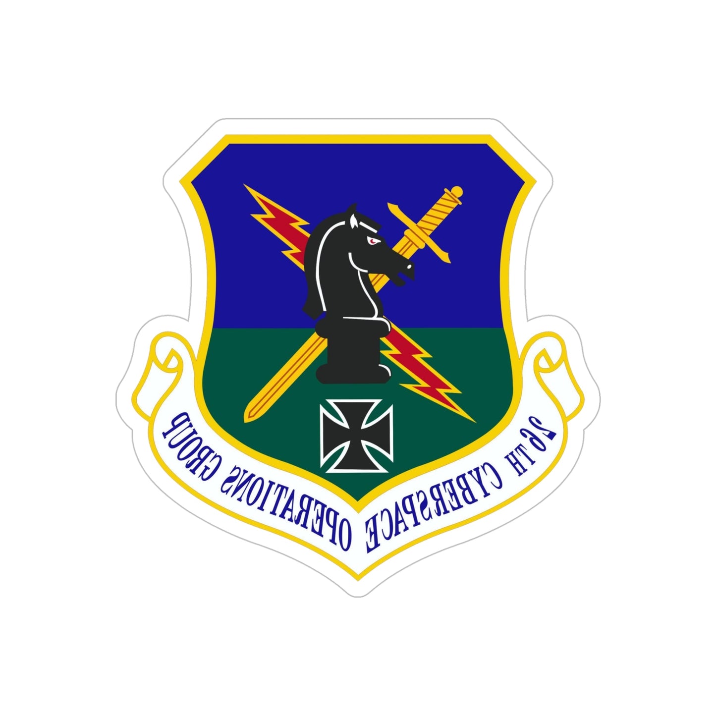 26th Cyberspace Operations Group (U.S. Air Force) REVERSE PRINT Transparent STICKER-5" × 5"-The Sticker Space