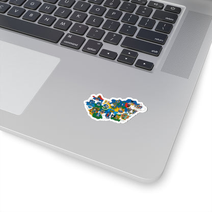 Flag-map of Hungary subdivisions (Hungary) STICKER Vinyl Kiss-Cut Decal