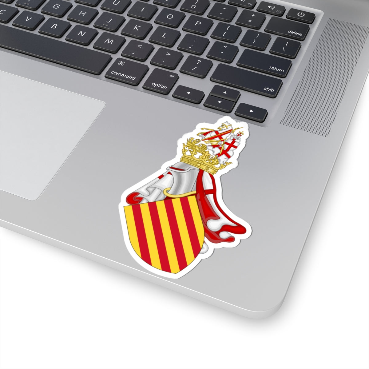 Aragonese Royal Arms with the Crest of the Chivalry of Saint George (Spain) (Coat of Arms) STICKER Vinyl Kiss-Cut Decal