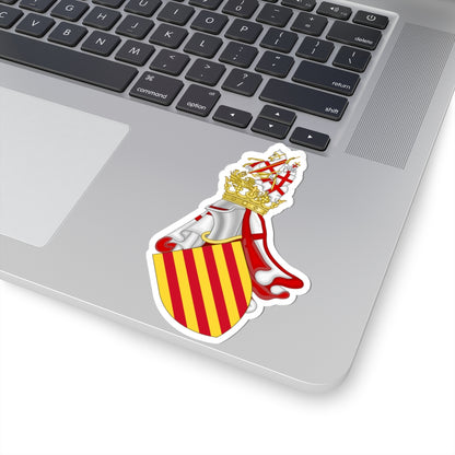 Aragonese Royal Arms with the Crest of the Chivalry of Saint George (Spain) (Coat of Arms) STICKER Vinyl Kiss-Cut Decal