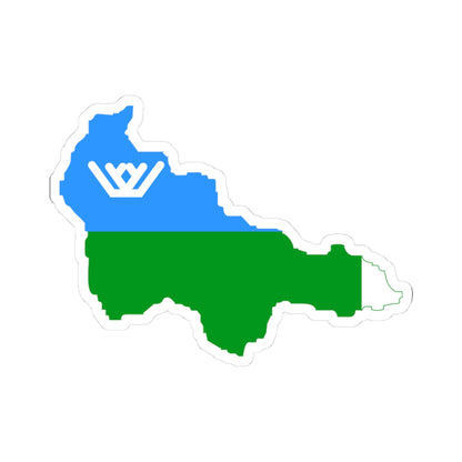 Flag-map of KhantyMansi Autonomous Okrug (Russia) STICKER Vinyl Kiss-Cut Decal