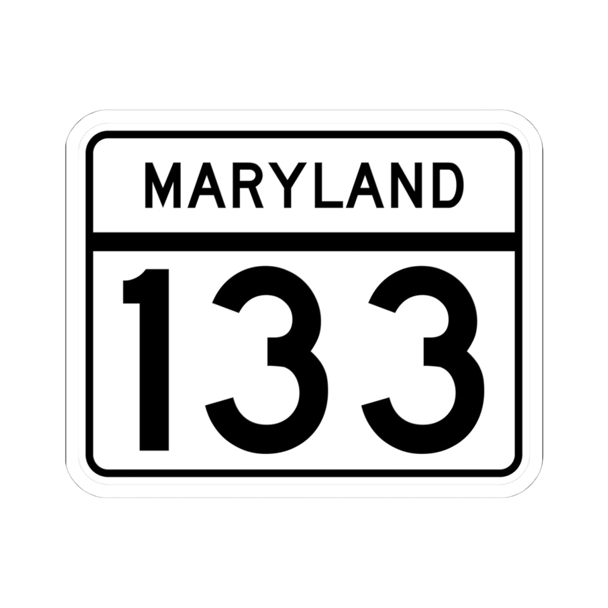 MD Route 133 (Maryland) (Road Sign) STICKER Vinyl Kiss-Cut Decal