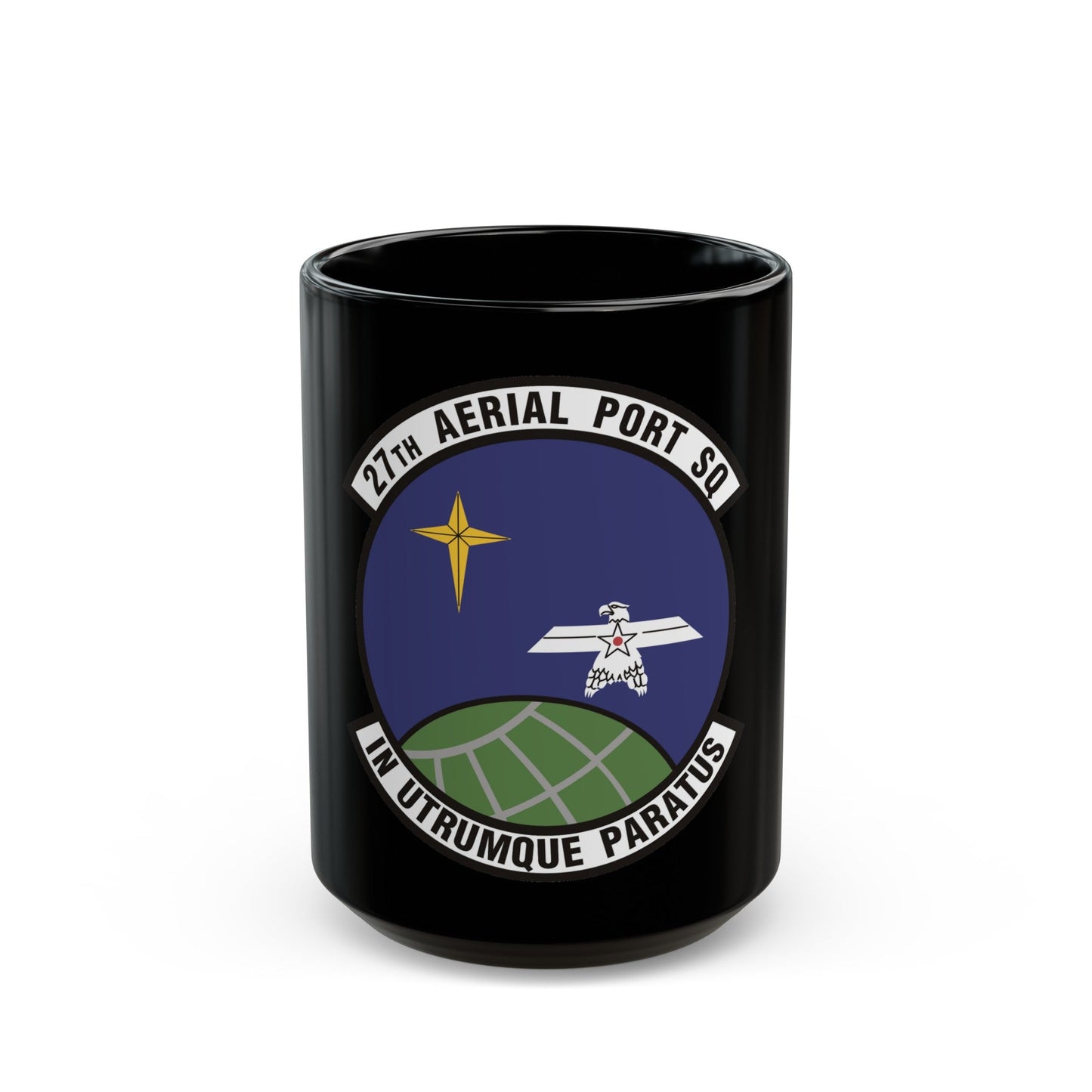 27th Aerial Port Squadron (U.S. Air Force) Black Coffee Mug-15oz-The Sticker Space