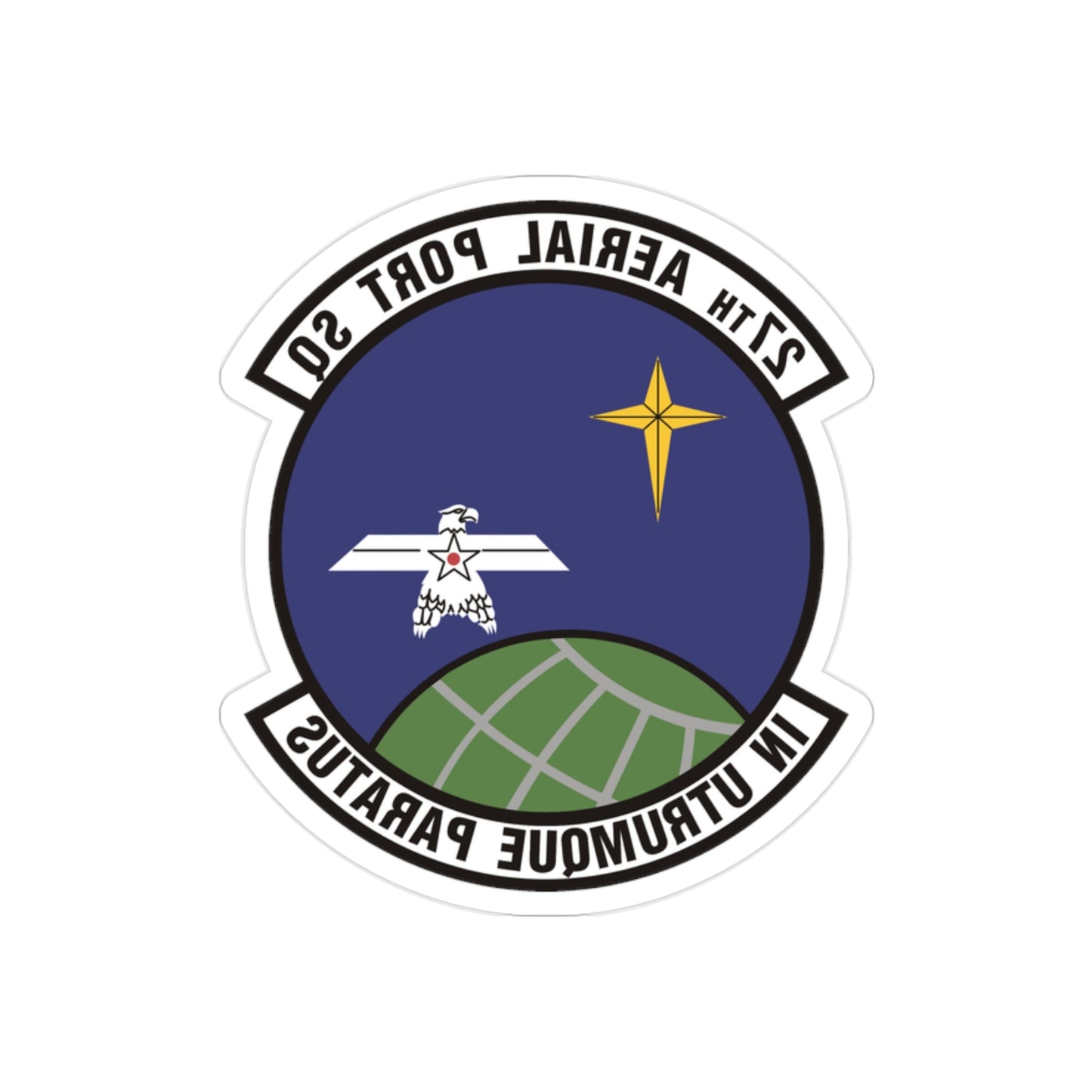 27th Aerial Port Squadron (U.S. Air Force) REVERSE PRINT Transparent STICKER-2" × 2"-The Sticker Space