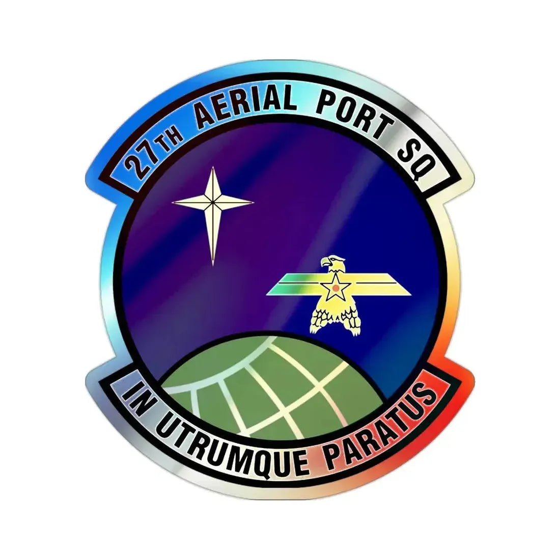 27th Aerial Port Squadron (U.S. Air Force) Holographic STICKER Die-Cut Vinyl Decal 2 Inch Holographic - The Sticker Space
