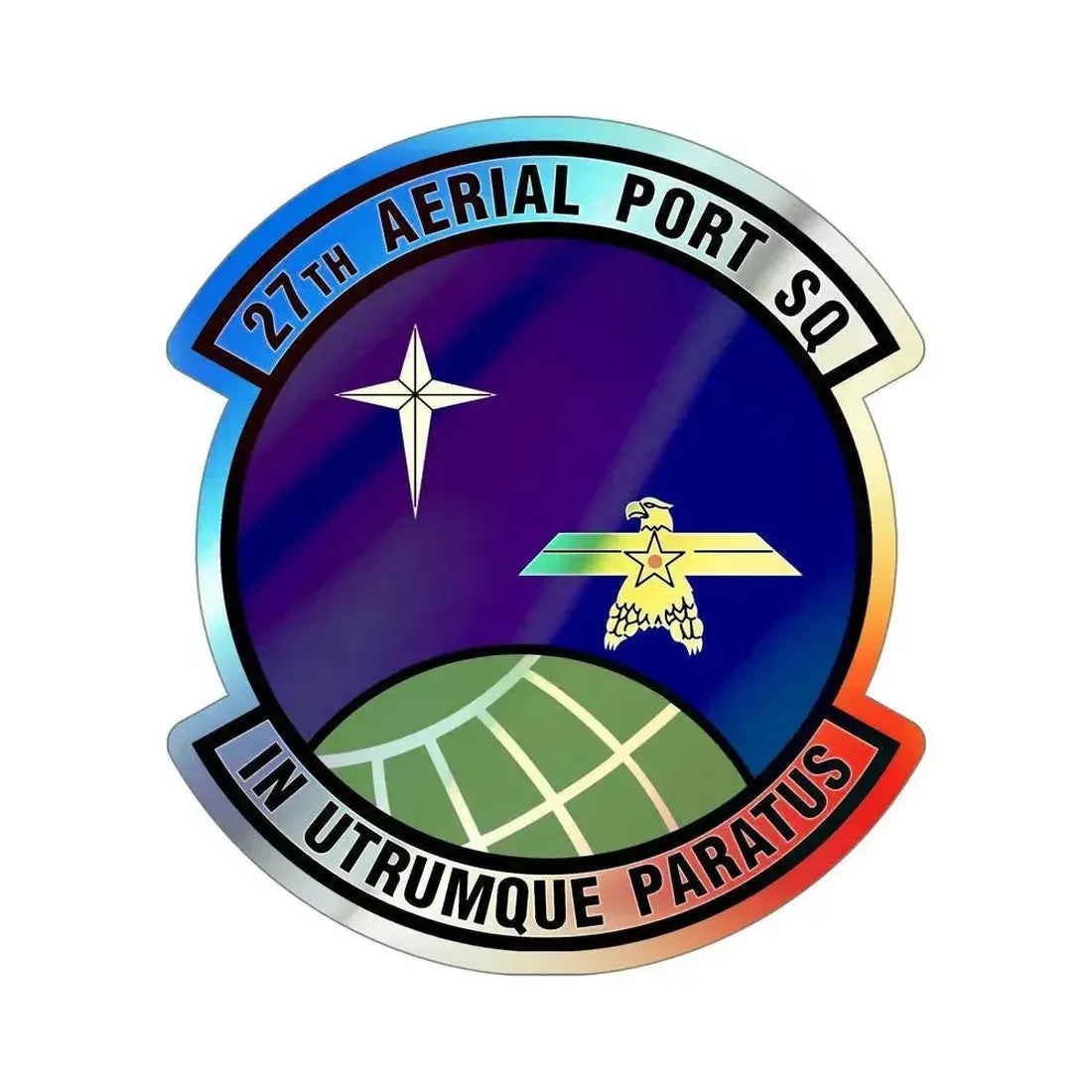 27th Aerial Port Squadron (U.S. Air Force) Holographic STICKER Die-Cut Vinyl Decal 5 Inch Holographic - The Sticker Space