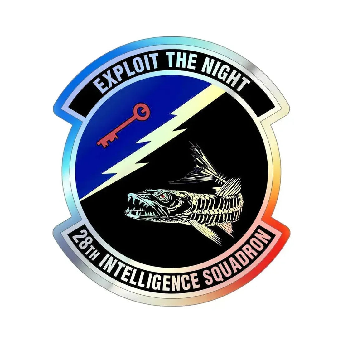 28 Intelligence Squadron AFRC (U.S. Air Force) Holographic STICKER Die-Cut Vinyl Decal 4 Inch Holographic - The Sticker Space