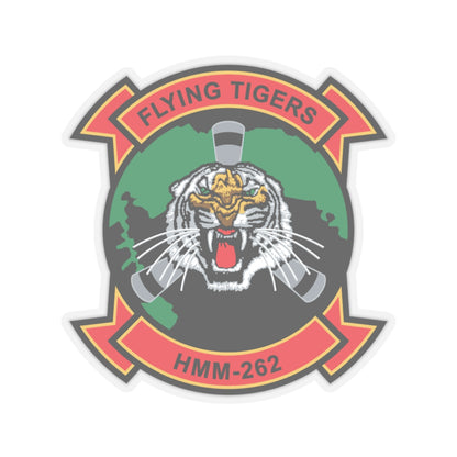 HMM 262 Flying Tigers (USMC) STICKER Vinyl Kiss-Cut Decal-4" × 4"-Transparent-The Sticker Space