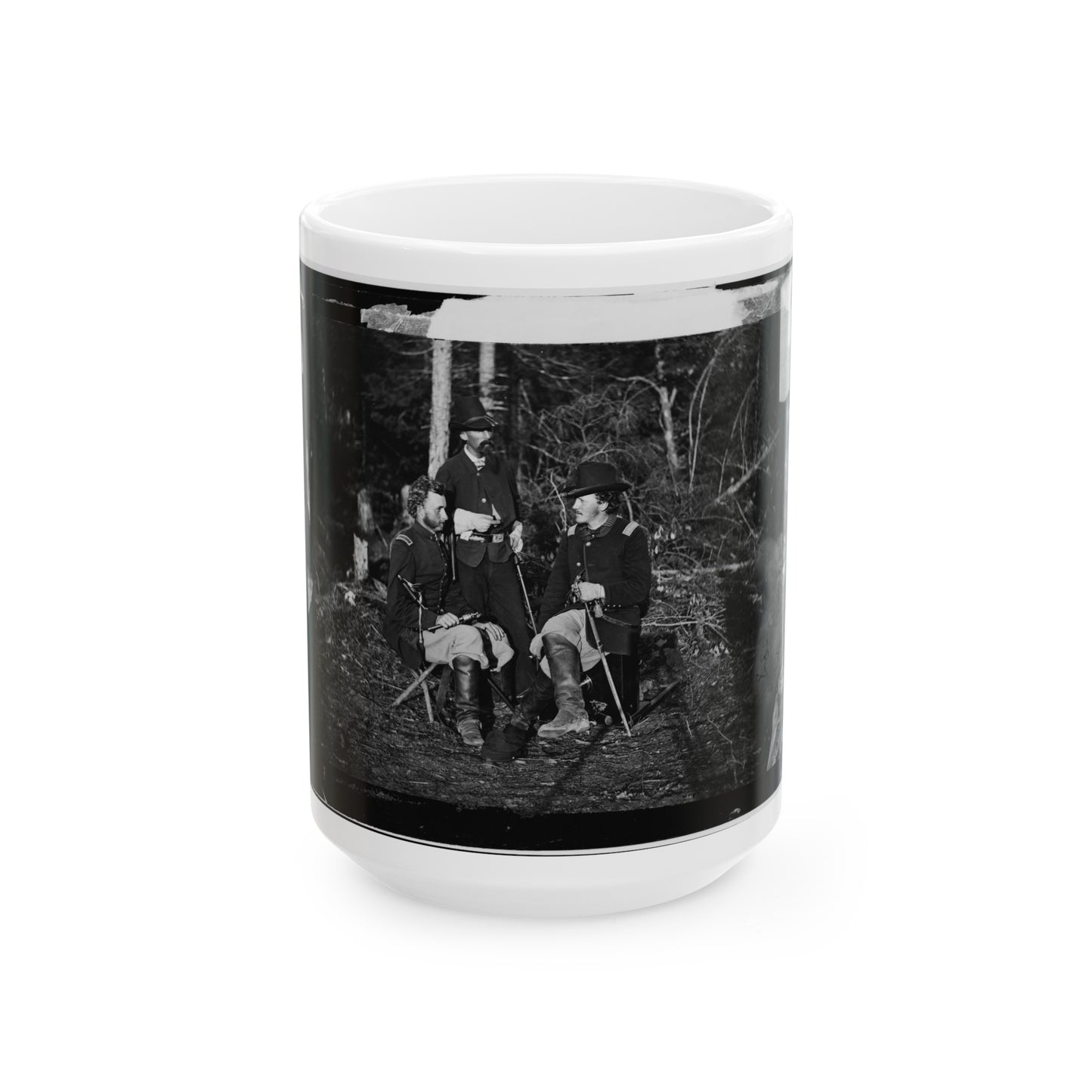 The Peninsula, Va. Lts. George A. Custer, Nicolas Bowen, And William G. Jones (U.S. Civil War) White Coffee Mug