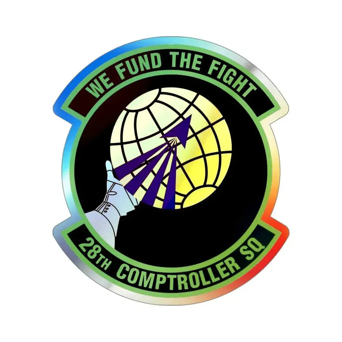 28th Comptroller Squadron (U.S. Air Force) Holographic STICKER Die-Cut Vinyl Decal 4 Inch Holographic - The Sticker Space
