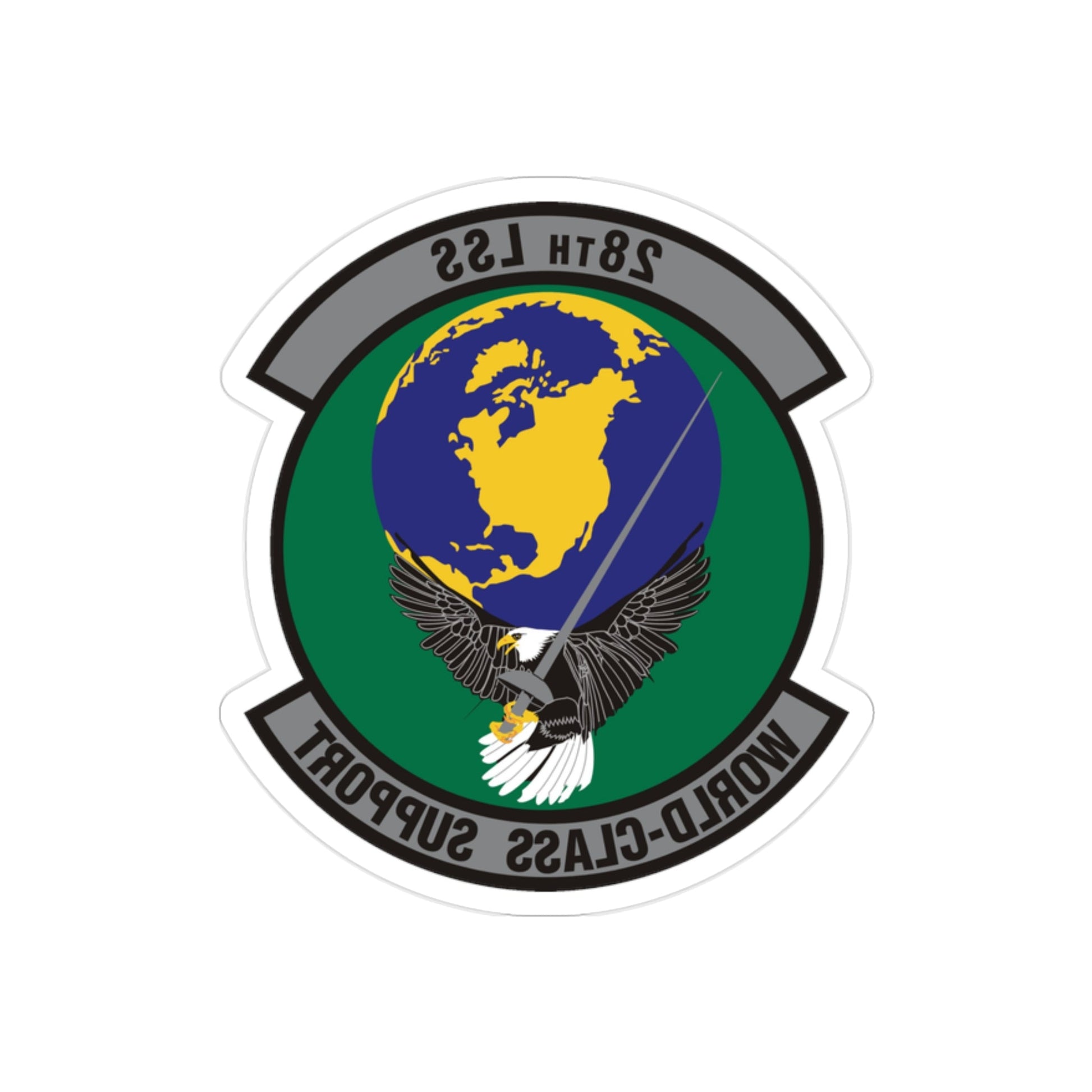 28th Logistics Support Squadron (U.S. Air Force) REVERSE PRINT Transparent STICKER-2" × 2"-The Sticker Space