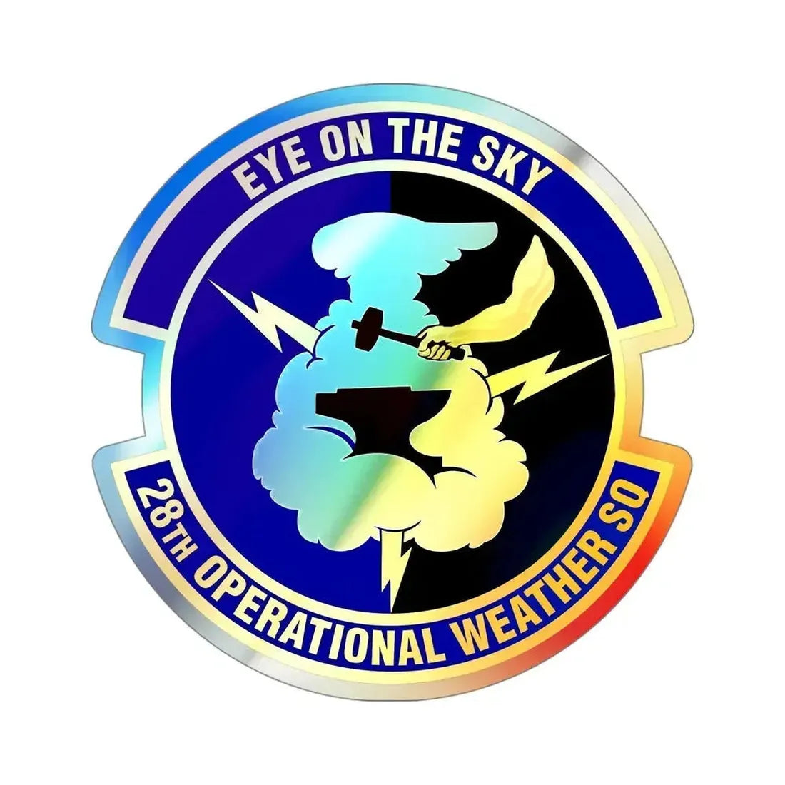 28th Operational Weather Squadron (U.S. Air Force) Holographic STICKER Die-Cut Vinyl Decal 4 Inch Holographic - The Sticker Space