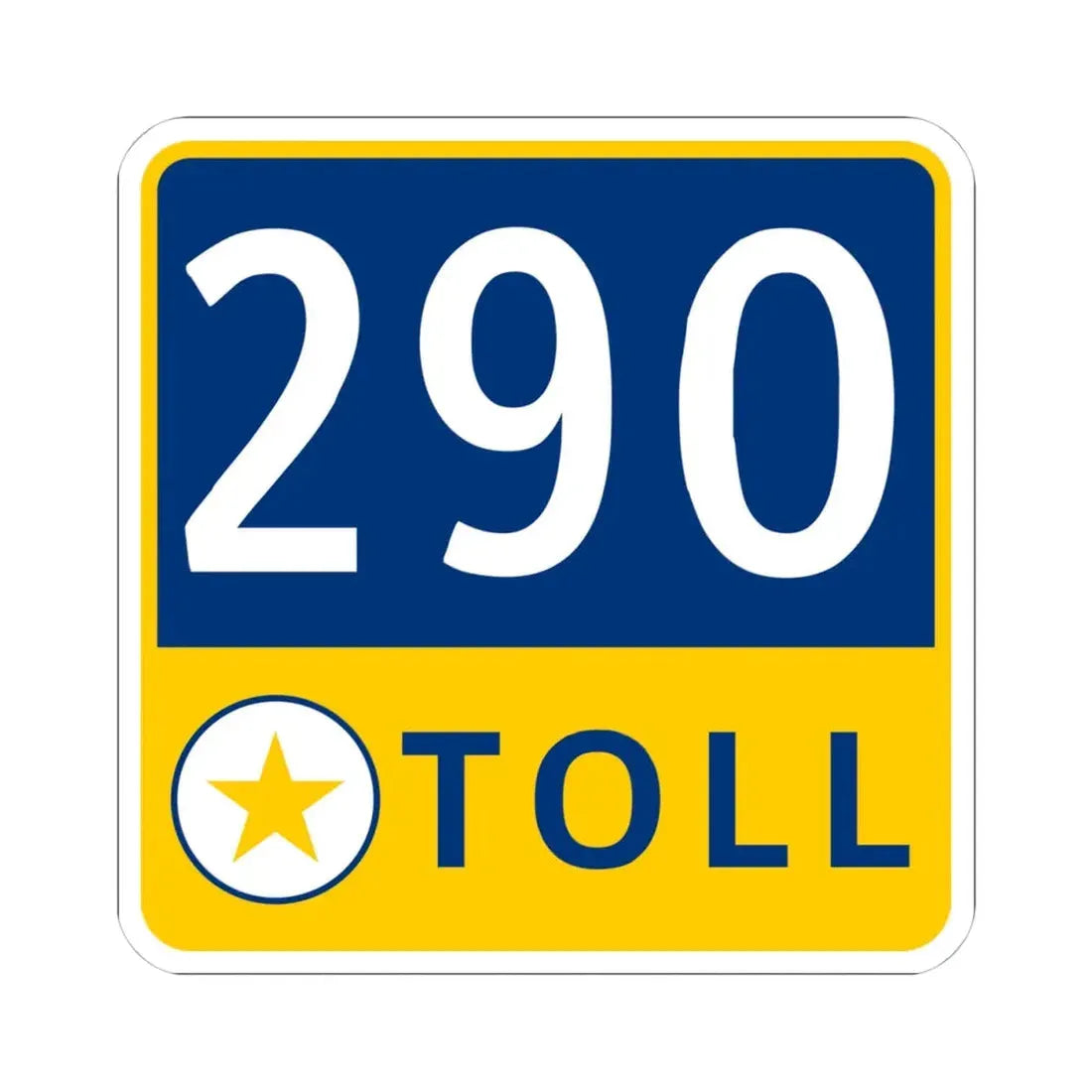 290 Toll Road free (Texas) (Road Sign) STICKER Vinyl Kiss-Cut Decal 4 Inch White - The Sticker Space