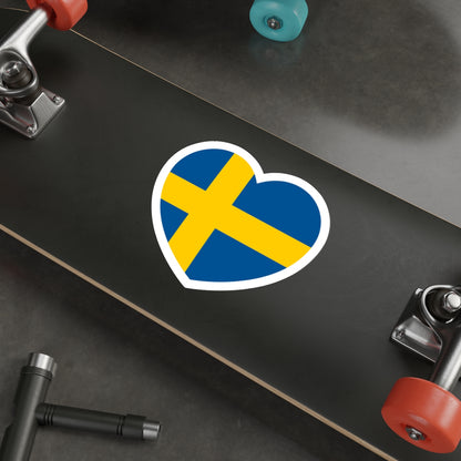 Heart Flag of Sweden - STICKER Vinyl Die-Cut Decal