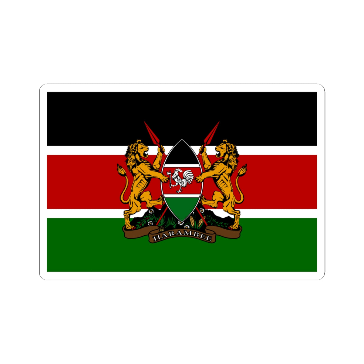 Kenyan coat of arms flag (Kenya) STICKER Vinyl Kiss-Cut Decal
