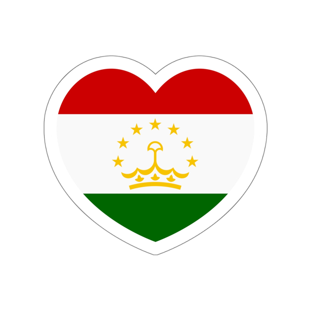 Heart Flag of Tajikistan - STICKER Vinyl Die-Cut Decal