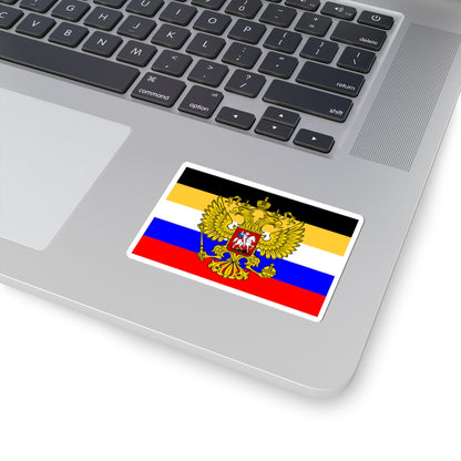 Flag of Russia combined tricolor with coat of arms (Russia) STICKER Vinyl Kiss-Cut Decal