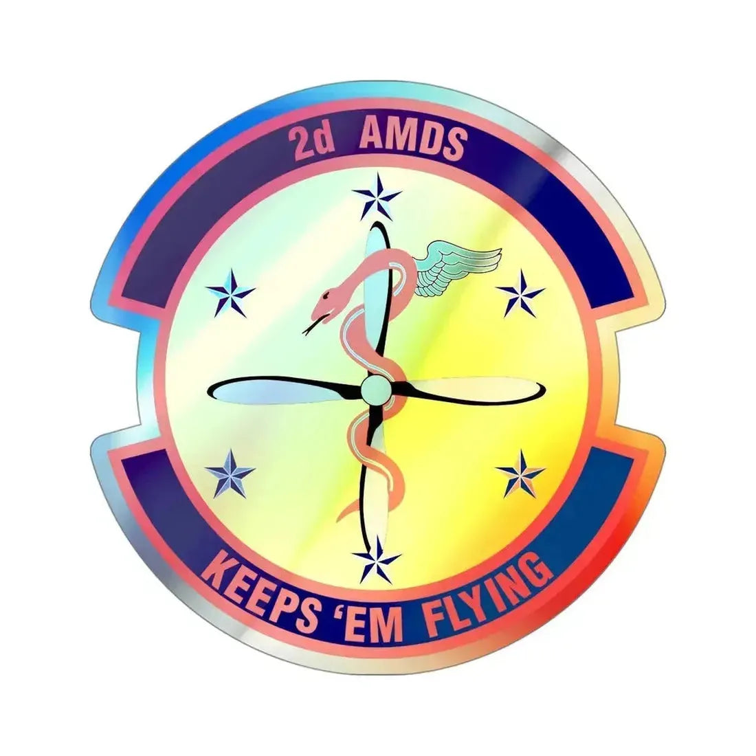2d Aerospace Medical Squadron (U.S. Air Force) Holographic STICKER Die-Cut Vinyl Decal 4 Inch Holographic - The Sticker Space