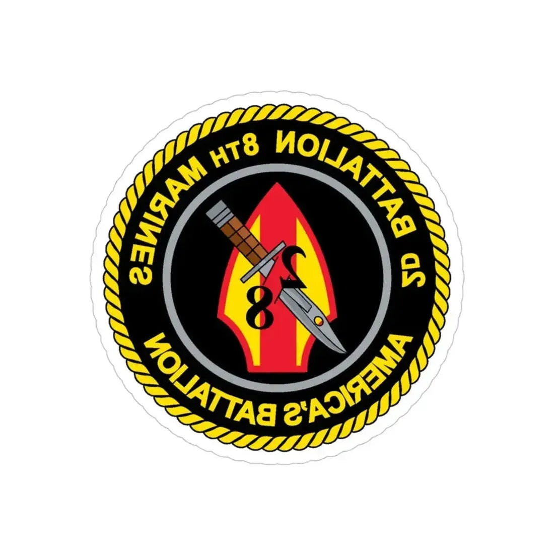 2d Battalion 8th Marines (USMC) REVERSE PRINT Transparent Die-Cut STICKER 4 Inch Die-Cut Transparent - The Sticker Space