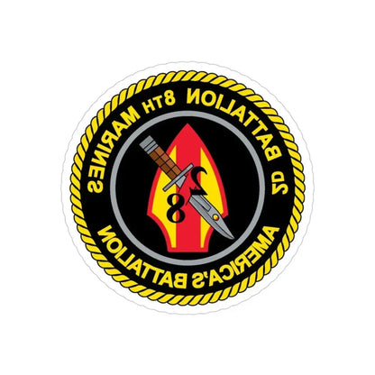 2d Battalion 8th Marines (USMC) REVERSE PRINT Transparent Die-Cut STICKER 4 Inch Die-Cut Transparent - The Sticker Space