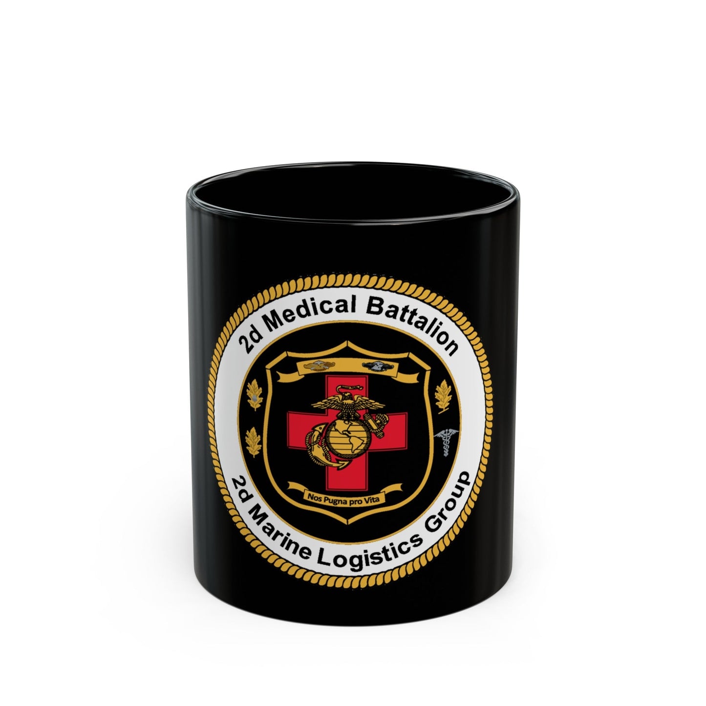 2d Medical Battalion 2d Marine Logistical Group (USMC) Black Coffee Mug-11oz-The Sticker Space