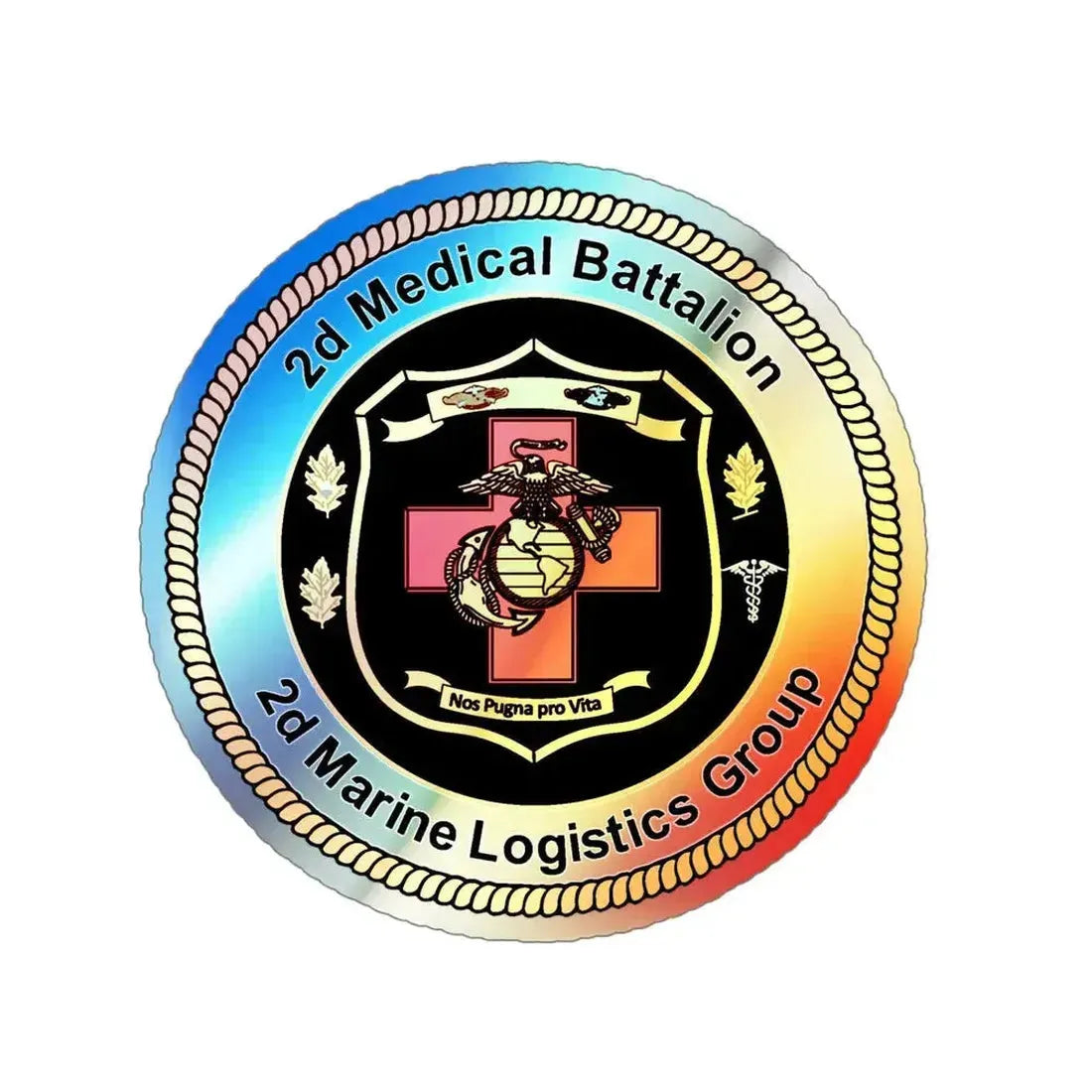 2d Medical Battalion 2d Marine Logistical Group (USMC) Holographic STICKER Die-Cut Vinyl Decal 6 Inch Holographic - The Sticker Space