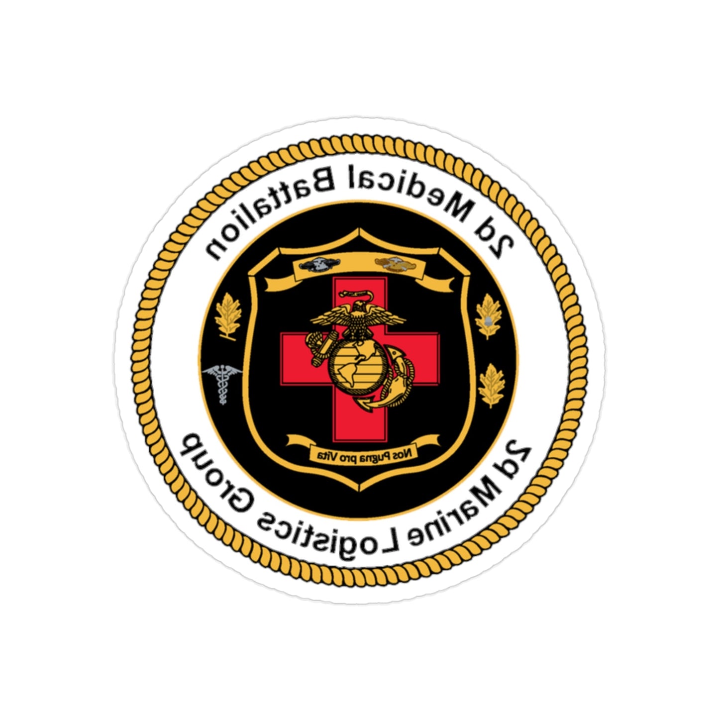 2d Medical Battalion 2d Marine Logistical Group (USMC) REVERSE PRINT Transparent STICKER-2" × 2"-The Sticker Space