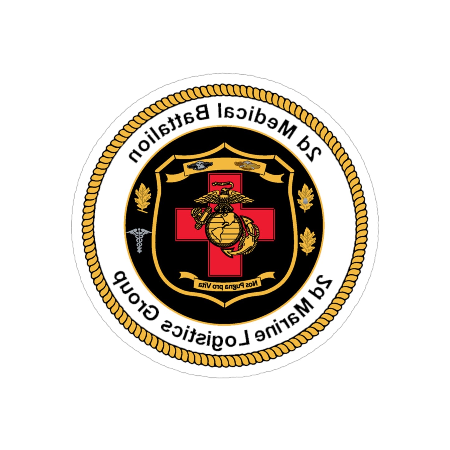 2d Medical Battalion 2d Marine Logistical Group (USMC) REVERSE PRINT Transparent STICKER-4" × 4"-The Sticker Space