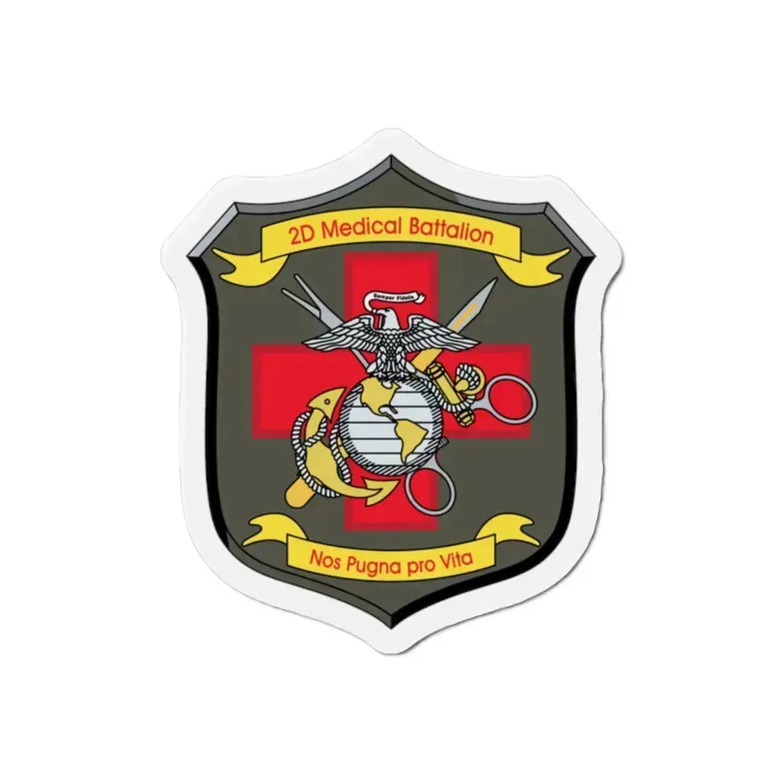 2d Medical Battalion Nos Pugna Pro Vita (USMC) Refrigerator Magnet 2 Inch - The Sticker Space