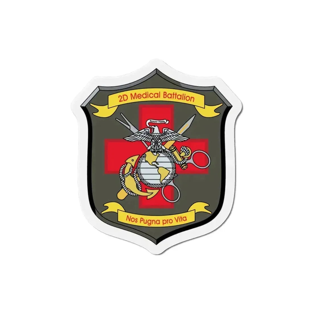 2d Medical Battalion Nos Pugna Pro Vita (USMC) Refrigerator Magnet 4 Inch - The Sticker Space