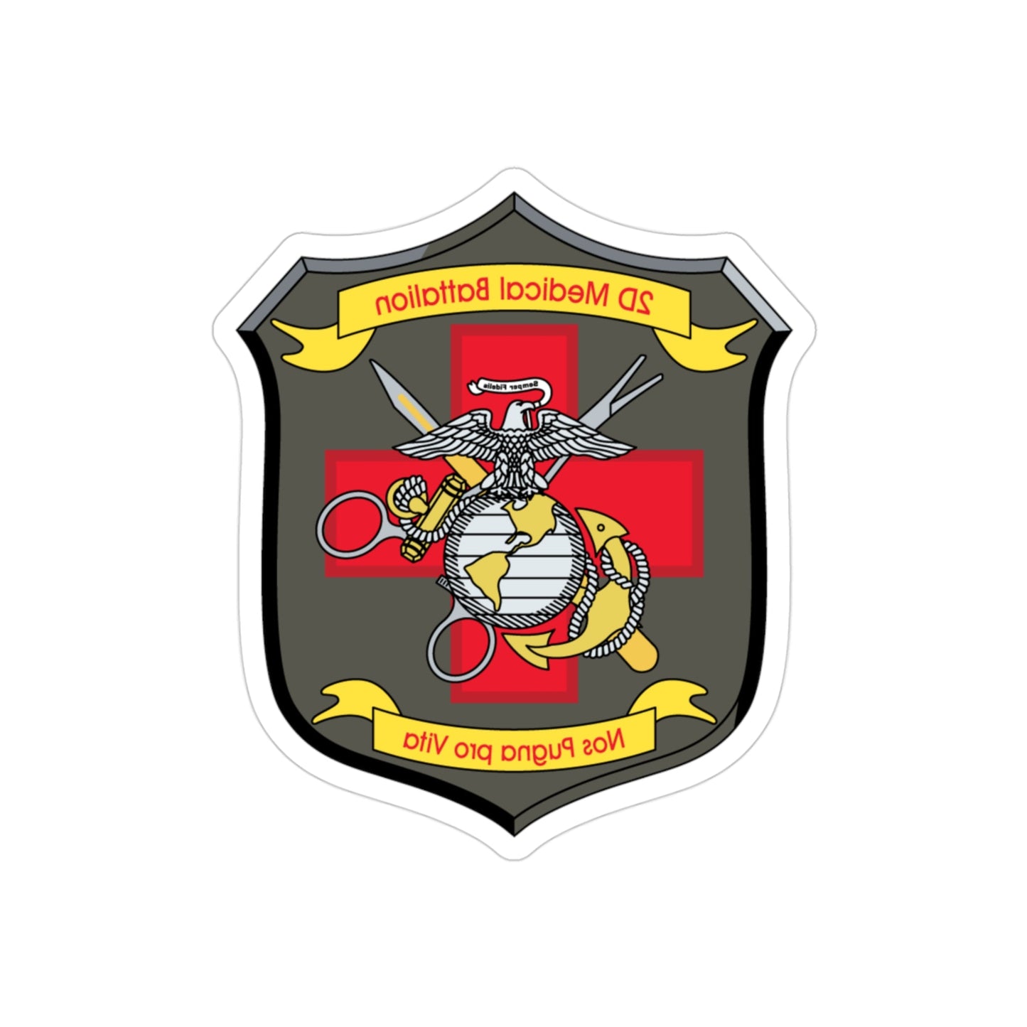 2d Medical Battalion Nos Pugna Pro Vita (USMC) REVERSE PRINT Transparent STICKER-3" × 3"-The Sticker Space