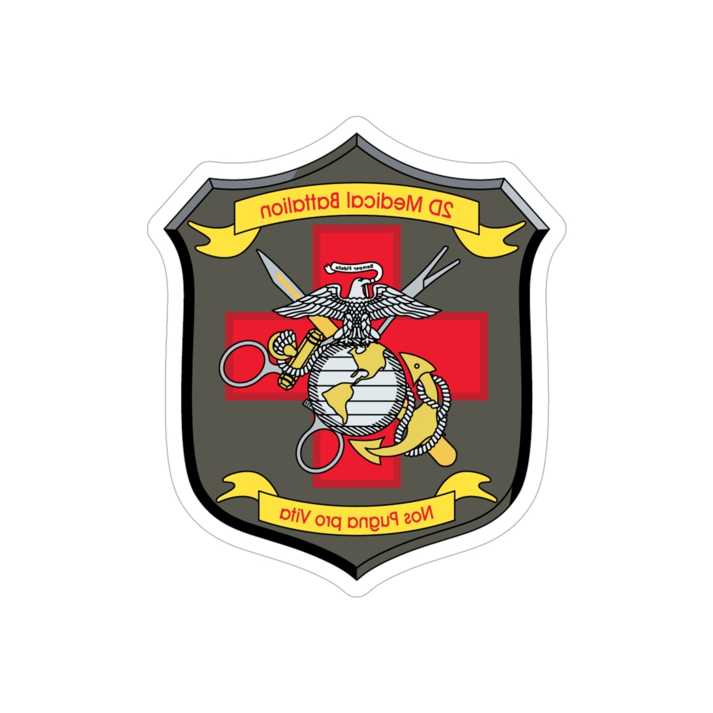 2d Medical Battalion Nos Pugna Pro Vita (USMC) REVERSE PRINT Transparent STICKER-6" × 6"-The Sticker Space