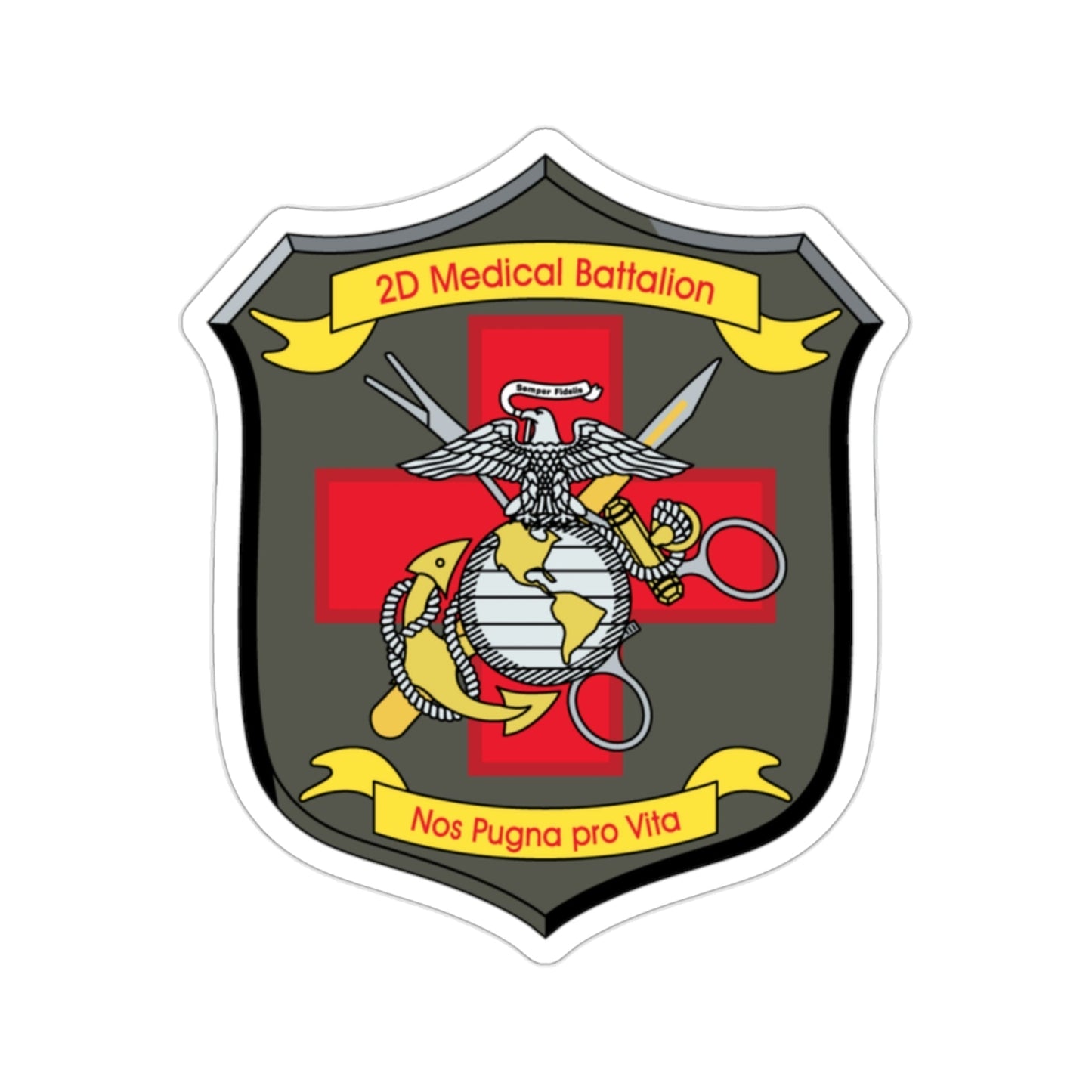 2d Medical Battalion Nos Pugna Pro Vita (USMC) STICKER Vinyl Die-Cut Decal-2 Inch-The Sticker Space