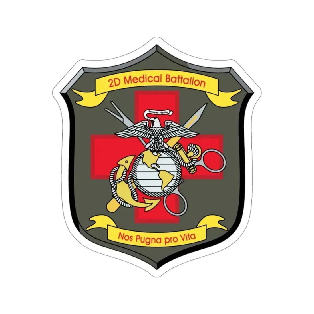 2d Medical Battalion Nos Pugna Pro Vita (USMC) STICKER Vinyl Die-Cut Decal 3 Inch - The Sticker Space