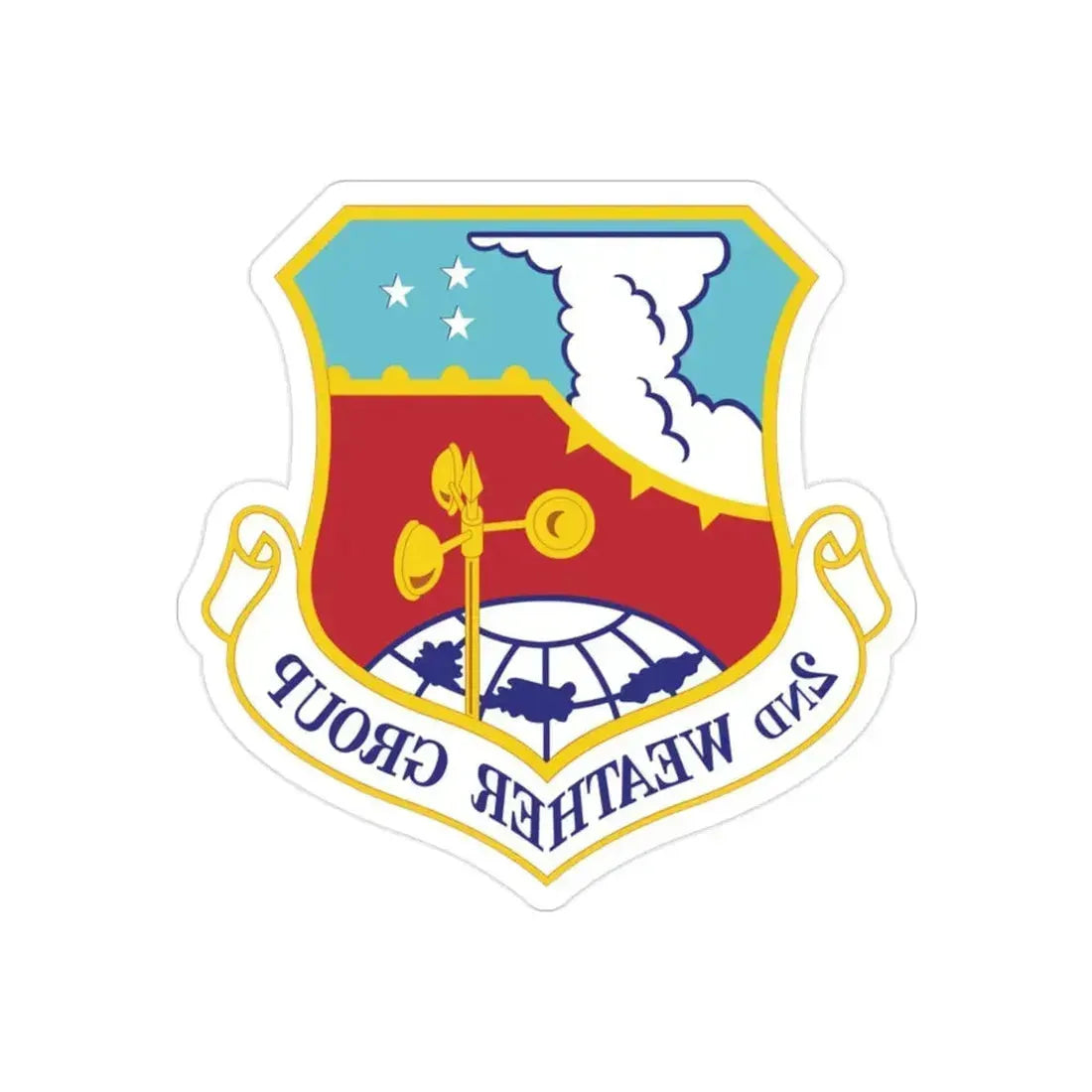 2d Weather Group (U.S. Air Force) REVERSE PRINT Transparent Die-Cut STICKER 2 Inch Die-Cut Transparent - The Sticker Space