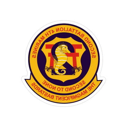 2nd Bat 4th Marines (USMC) REVERSE PRINT Transparent Die-Cut STICKER 2 Inch Die-Cut Transparent - The Sticker Space