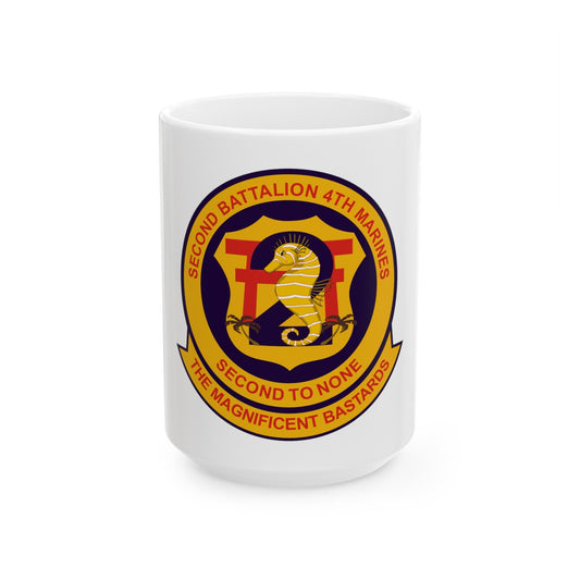 2nd Bat 4th Marines (USMC) White Coffee Mug-15oz-The Sticker Space