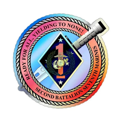 2nd Bat 7th Marines (USMC) Holographic STICKER Die-Cut Vinyl Decal 6 Inch Holographic - The Sticker Space
