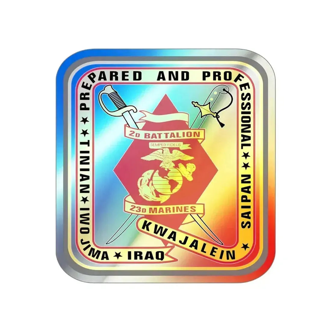 2nd Battalion 23rd Marines (USMC) Holographic STICKER Die-Cut Vinyl Decal 6 Inch Holographic - The Sticker Space