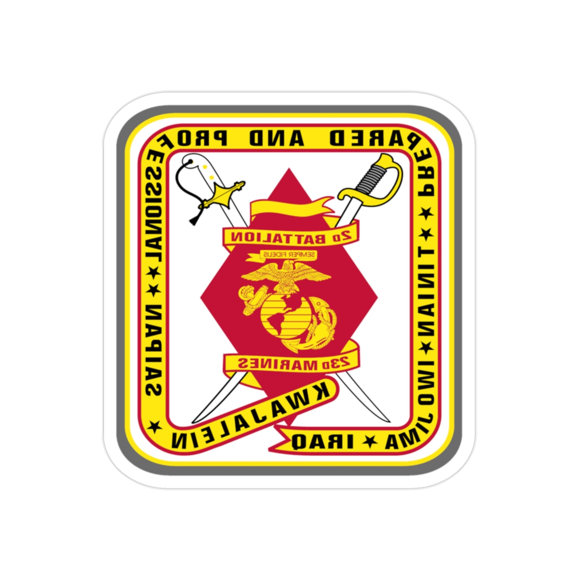 2nd Battalion 23rd Marines (USMC) REVERSE PRINT Transparent STICKER-2" × 2"-The Sticker Space