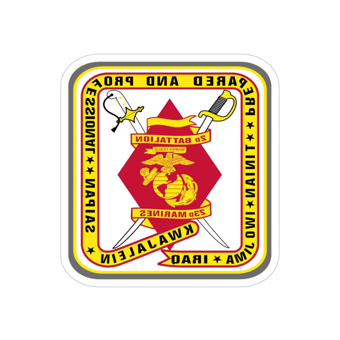 2nd Battalion 23rd Marines (USMC) REVERSE PRINT Transparent STICKER-4" × 4"-The Sticker Space