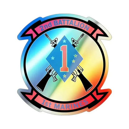 2nd Bn 1st Marines (USMC) Holographic STICKER Die-Cut Vinyl Decal 2 Inch Holographic - The Sticker Space