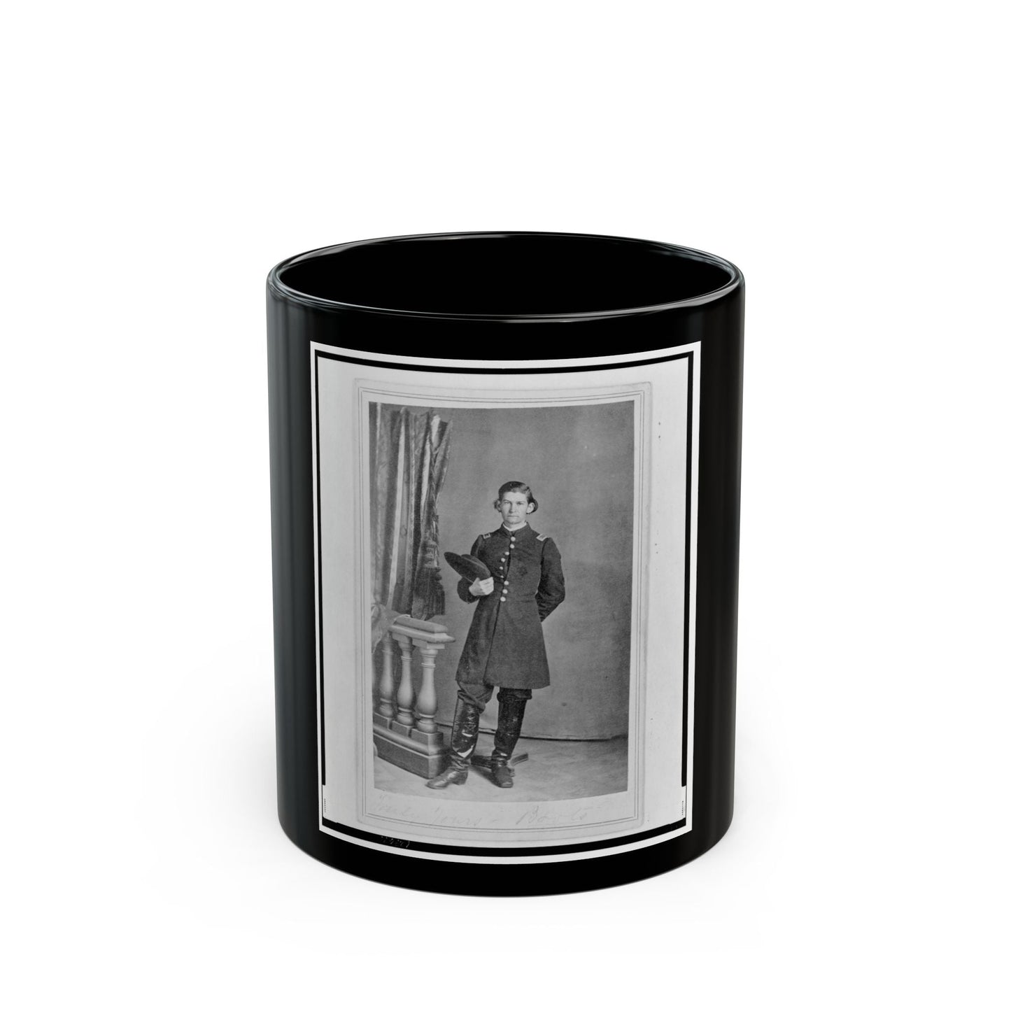 2nd Lieutenant Albert Sidney Smith, Union Officer, Full-Length Portrait, Standing, Facing Front (U.S. Civil War) Black Coffee Mug