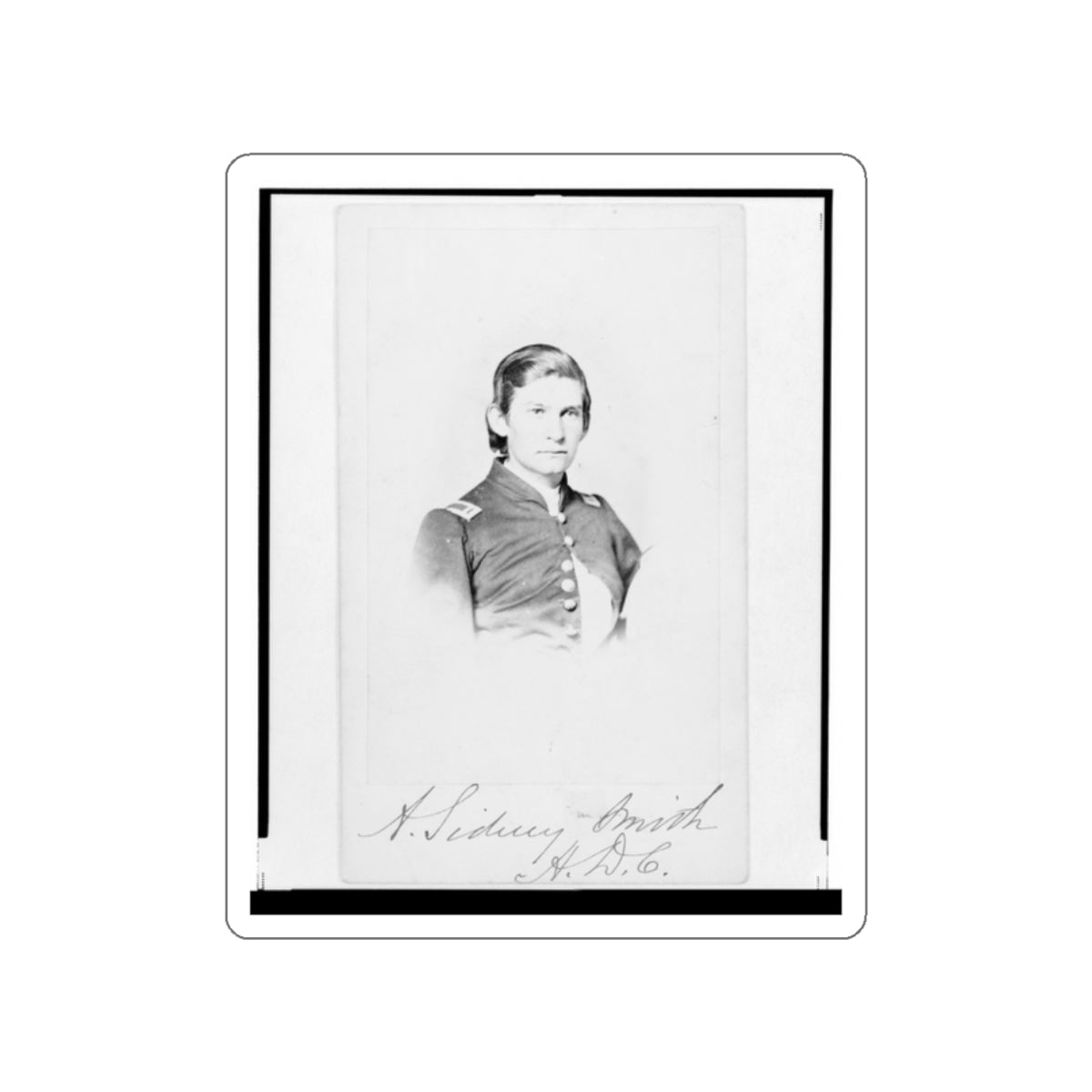 2nd Lieutenant Albert Sidney Smithschmidt, Union Officer, Head-And-Shoulders Portrait, Facing Front (U.S. Civil War) STICKER Vinyl Die-Cut Decal-White-The Sticker Space